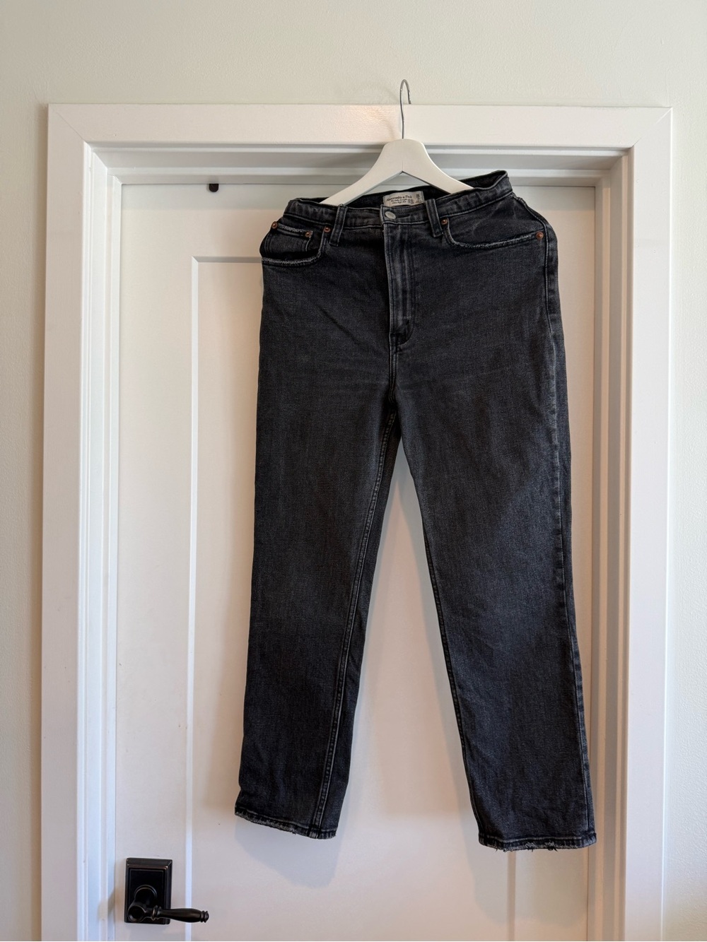 Abercrombie & Fitch Black Ankle Straight Ultra High Rise Jeans